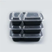 Црни правоугаони оброк за једнократну храну Припрема контејнер за храну