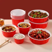 Кружна америчка кутија за паковање црвене и беле валовите посуде